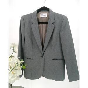 Vintage Levi's Bend Over Womens Gray Lined Striped Single Breasted Blazer Sz 12